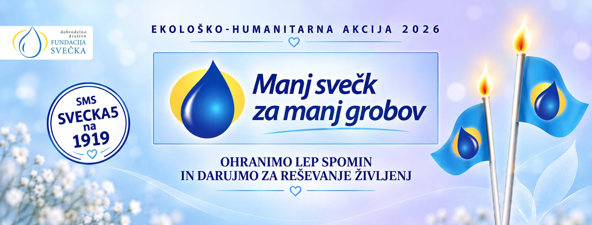 18. vseslovenska ekološko-humanitarna akcija Manj svečk za manj grobov 2026 – Spomin ne gori, spomin živi.